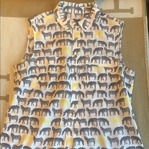 Talbots Zebra Print Sleeveless Polyester Blouse